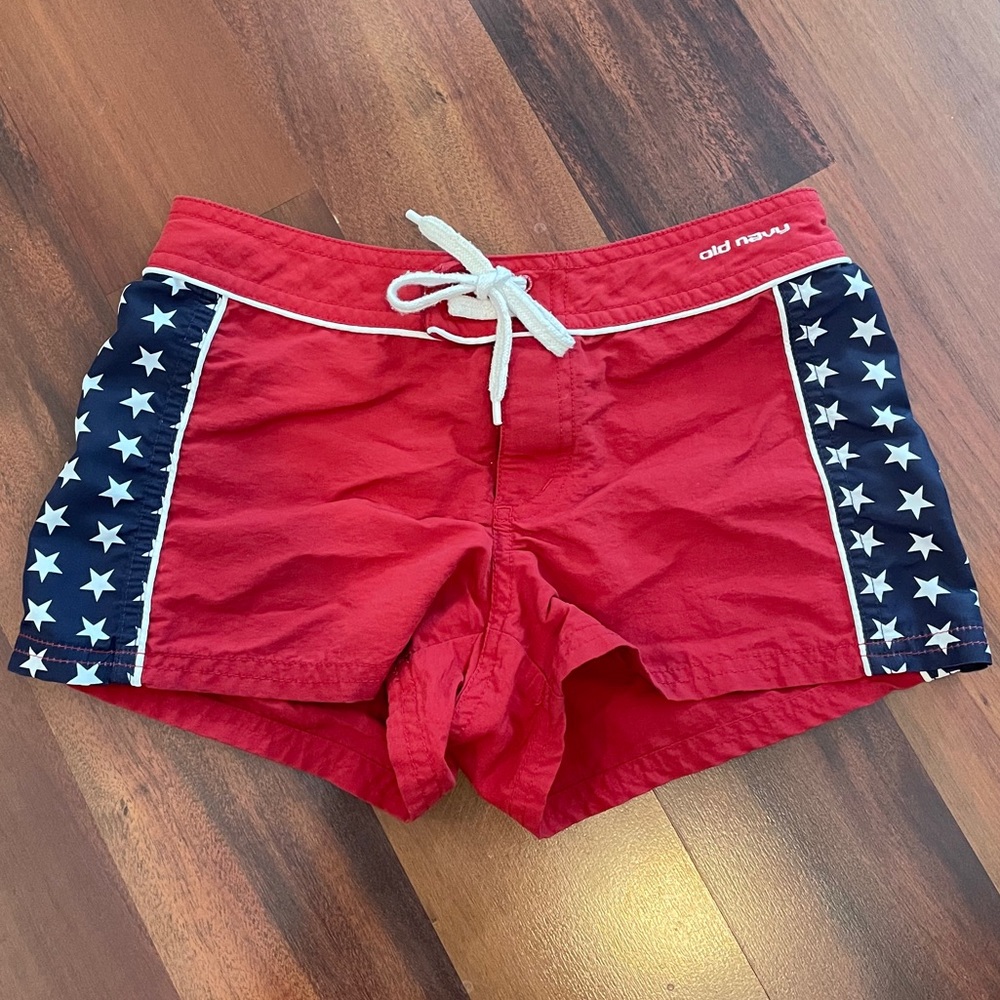 Old Navy Red and Blue Kids Swim Trunks